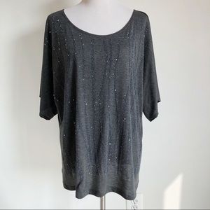 Bleeker & McDougal Grey Embellished Pullover Top